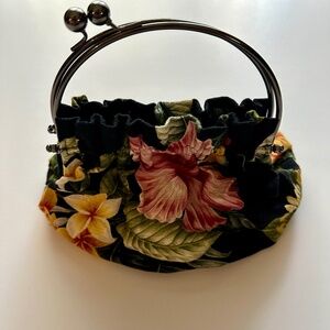 Hawaiian Purse Bag Ky's Metal Handle Cotton Vintage 1990s Floral Aloha Beachy